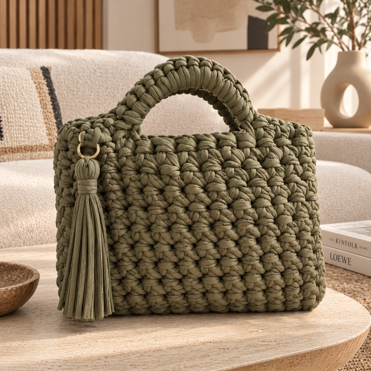 Τσάντα χειροποίητη olive green